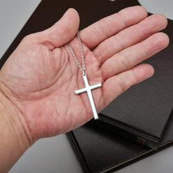 Christian Cross Necklaces For Men Sterling Silver Long Necklaces Pendant + Chain