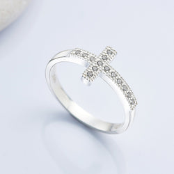 Classic Sideways Cross Rings Sterling Silver Ring