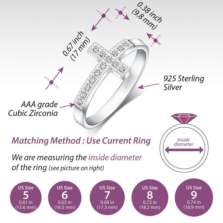 Classic Sideways Cross Rings Sterling Silver Ring