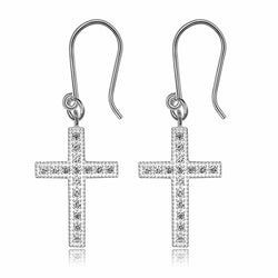Classic Dangling Cross Earrings Sterling Silver Drop Earrings