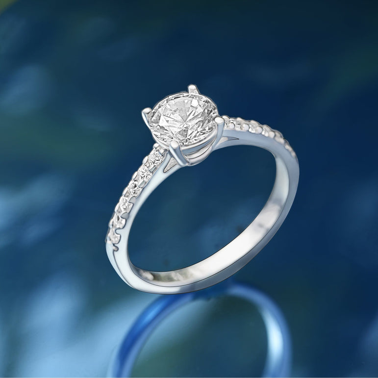 CZ Marry Me Engagement Rings for Her Channel Band Promise Ring