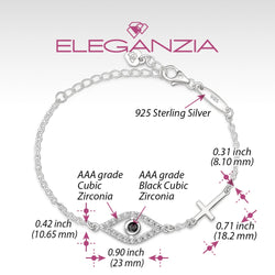 CZ Evil Eye Bracelet with Sterling Silver Cross Charm Bracelet