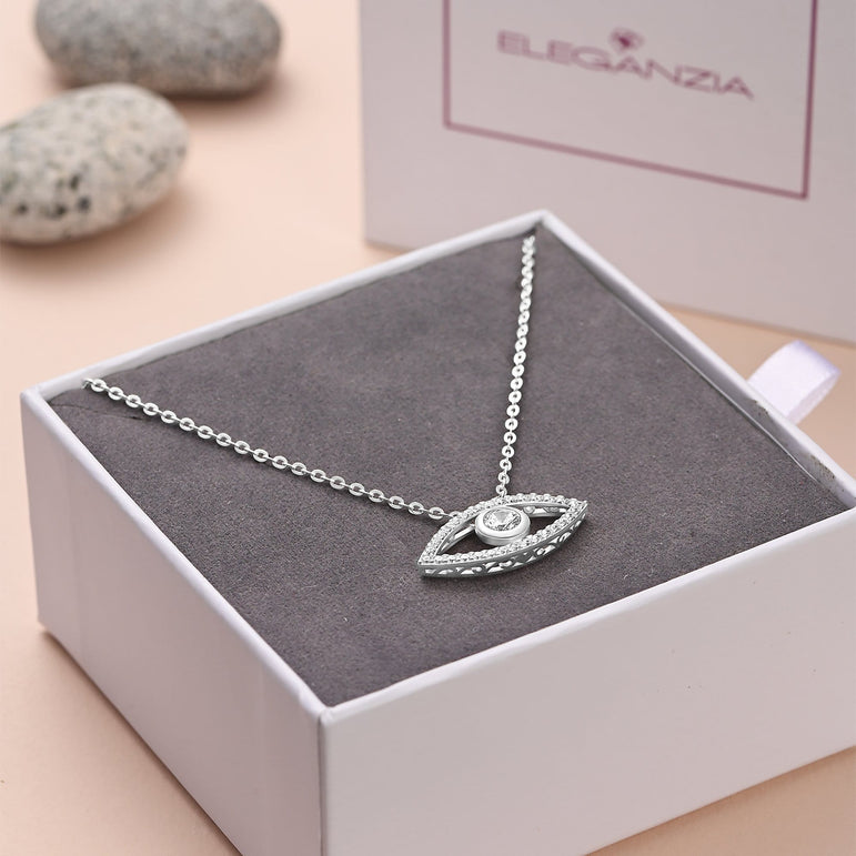 CZ Evil Eye Necklace Sterling Silver Pendant Necklace