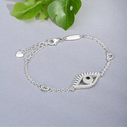 CZ Regal Evil Eye Bracelet with Lashes Sterling Silver Bracelet