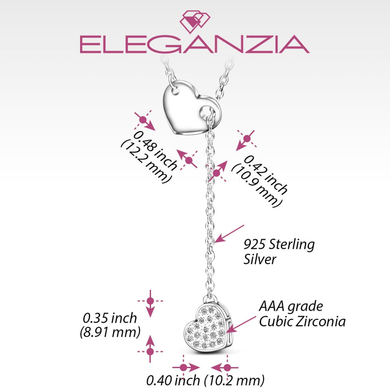 Entangled Heart Necklace Silver Adjustable Y Necklace Pendant Necklace