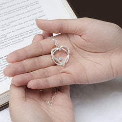 Circle Interlocked Heart Necklace Sterling Silver Pendant Necklace Pendant + Chain