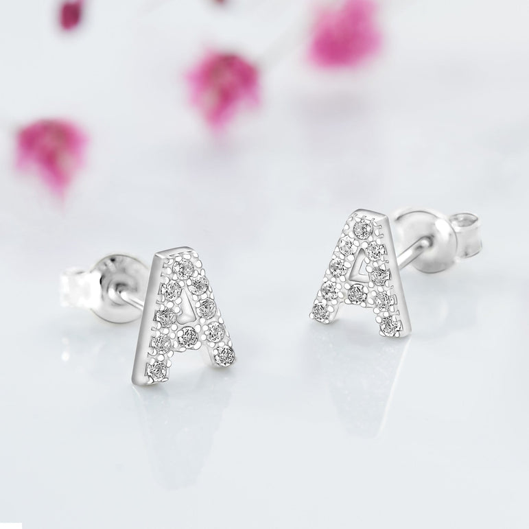 Initial Earrings Sterling Silver Stud Earrings Stud Earrings