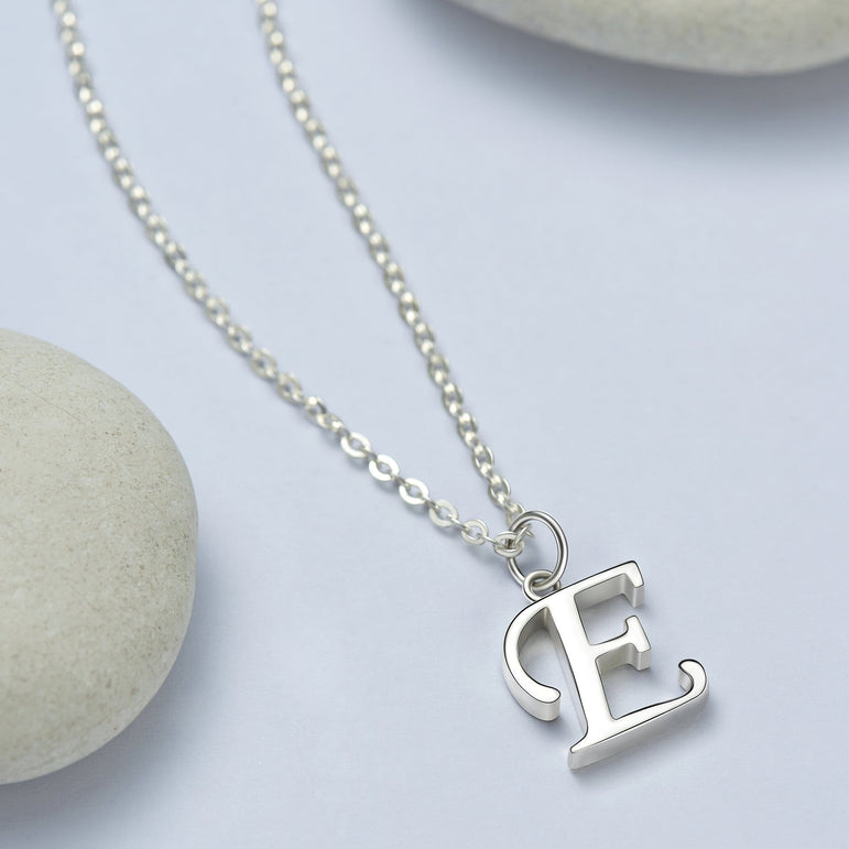 Simple Initial Necklaces Sterling Silver, 26 Alphabets Pendant Necklace
