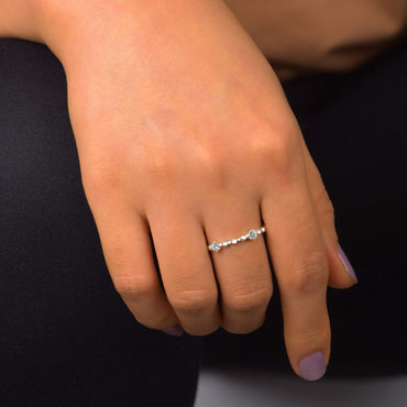 CZ Beaded Sterling Silver Stackable Rings Stacking Ring