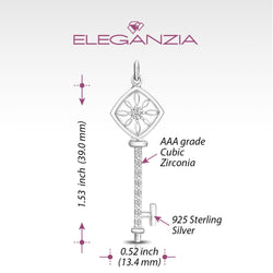 Square Compass Key Sterling Silver Pendant Pendant