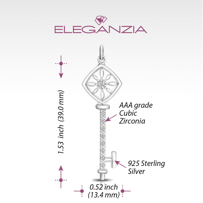 Square Compass Key Sterling Silver Pendant Pendant