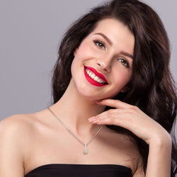 Round Cubic Zirconia Solitaire Necklace Silver Pendant Necklace
