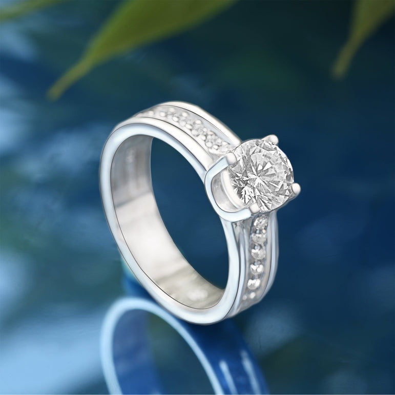 Minimalist Engagement Ring Silver Wedding Band Promise Ring