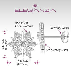 CZ Winter Star Snowflake Earrings Silver Stud Earrings Stud Earrings