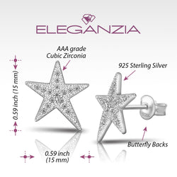 CZ Star Earrings, Sterling Silver Stud Earrings Stud Earrings