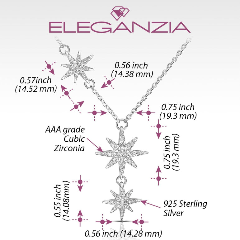 CZ Falling Star Necklace Silver Star Jewelry Pendant Necklace