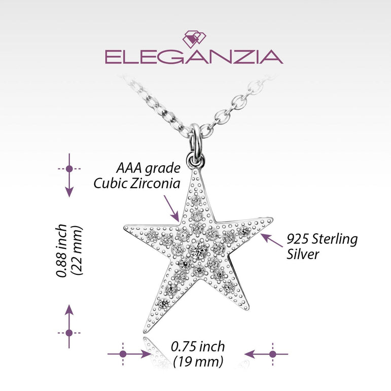 Sterling Silver Star Necklace, Lucky Star Jewelry Pendant Necklace Pendant + Chain