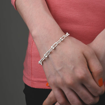 Chunky U Link Chain Bracelet Sterling Silver Horseshoe Bracelet Bracelet