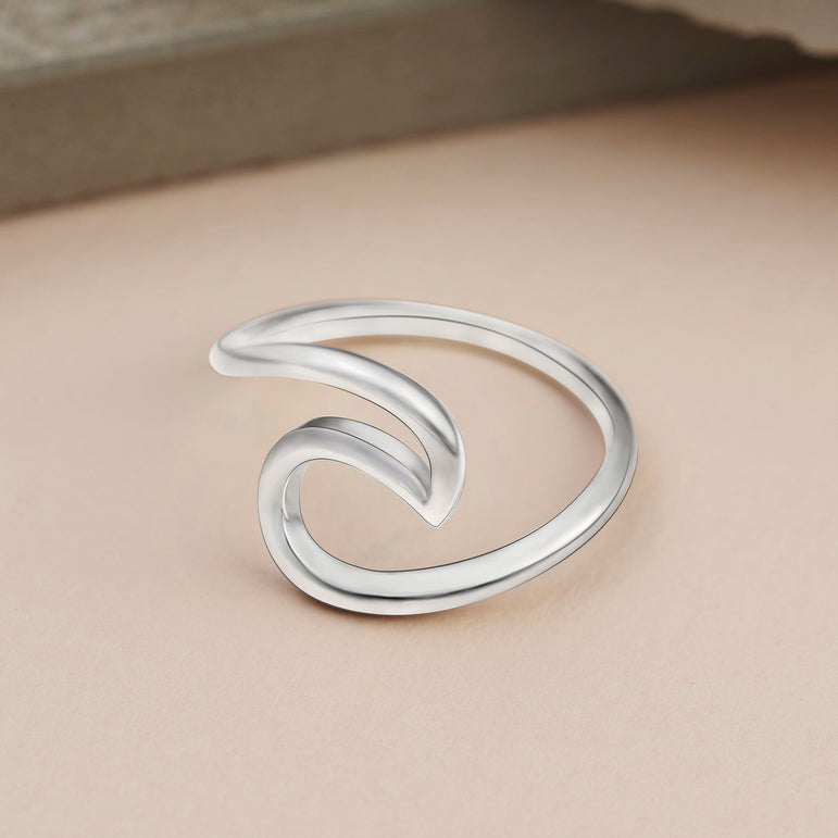 Surfer Ocean Wave Ring Sterling Silver Ring