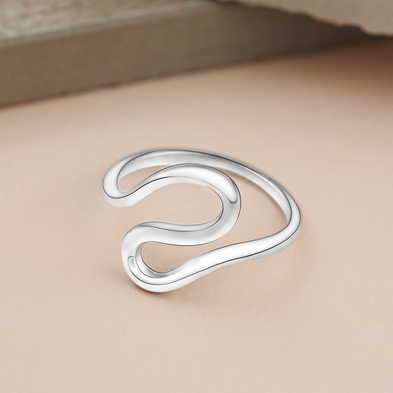 Swirling Wave Sterling Silver Ring Ring
