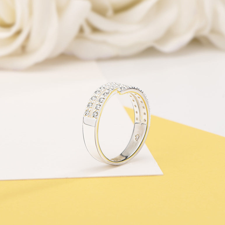 Spiral CZ Simple Wedding Rings Sterling Silver Wedding Ring