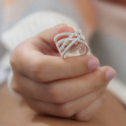 Double Crossover Criss Cross Rings Silver Ring