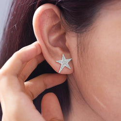 CZ Star Earrings, Sterling Silver Stud Earrings Stud Earrings