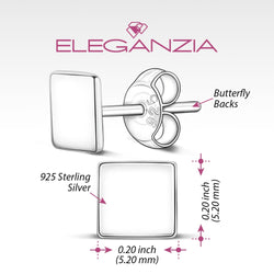 Simple Square Earrings Studs Sterling Silver Stud Earrings