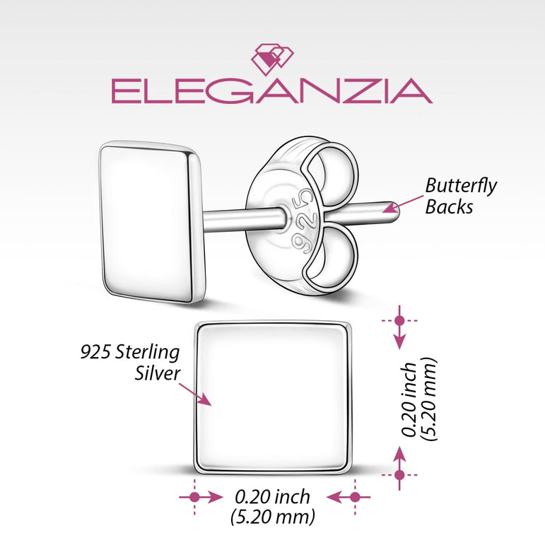 Simple Square Earrings Studs Sterling Silver Stud Earrings