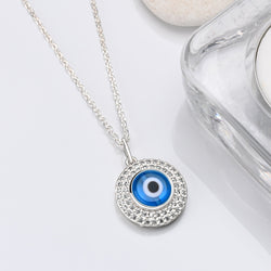 Blue Evil Eye Necklace Sterling Silver Pendant Necklace