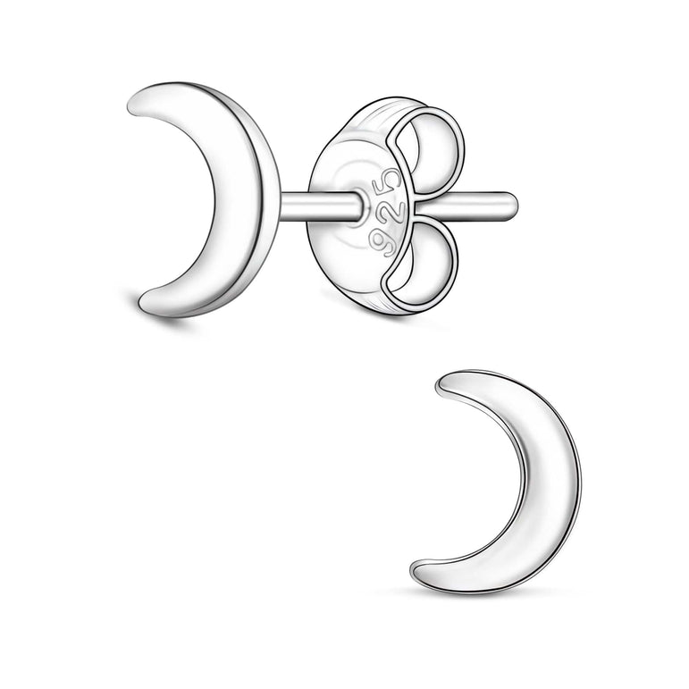 Tiny Crescent Moon Earrings Stud Sterling Silver Stud Earrings
