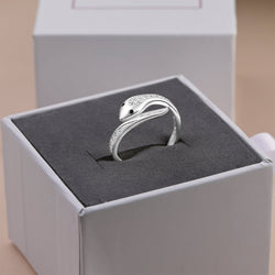 CZ Swirling Snake Ring Sterling Silver Adjustable Ring