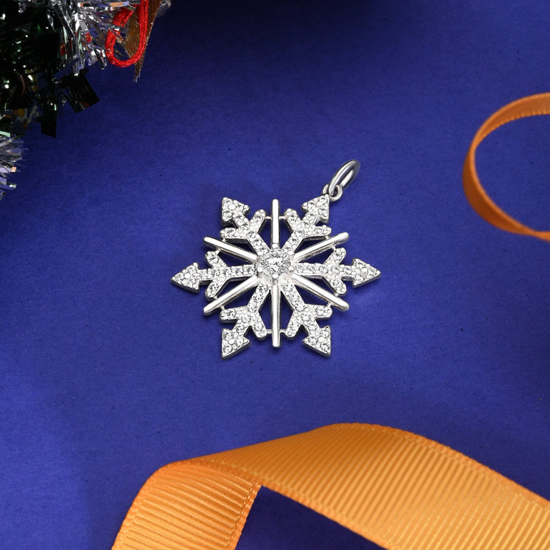 CZ Winter Star Sterling Silver Snowflake Pendant Pendant