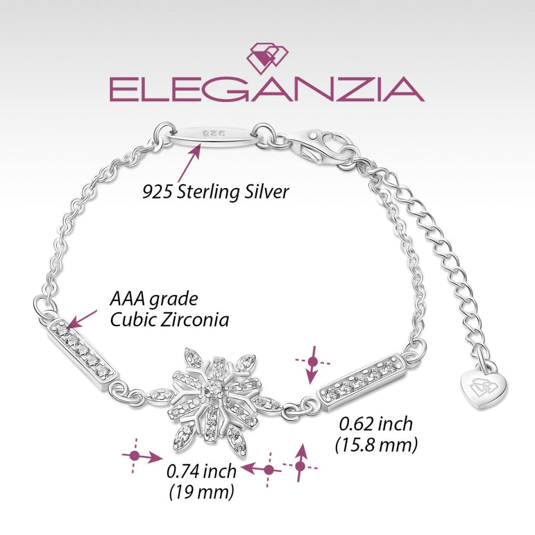 Frozen Winter CZ Snowflake Bracelet Sterling Silver Bracelet