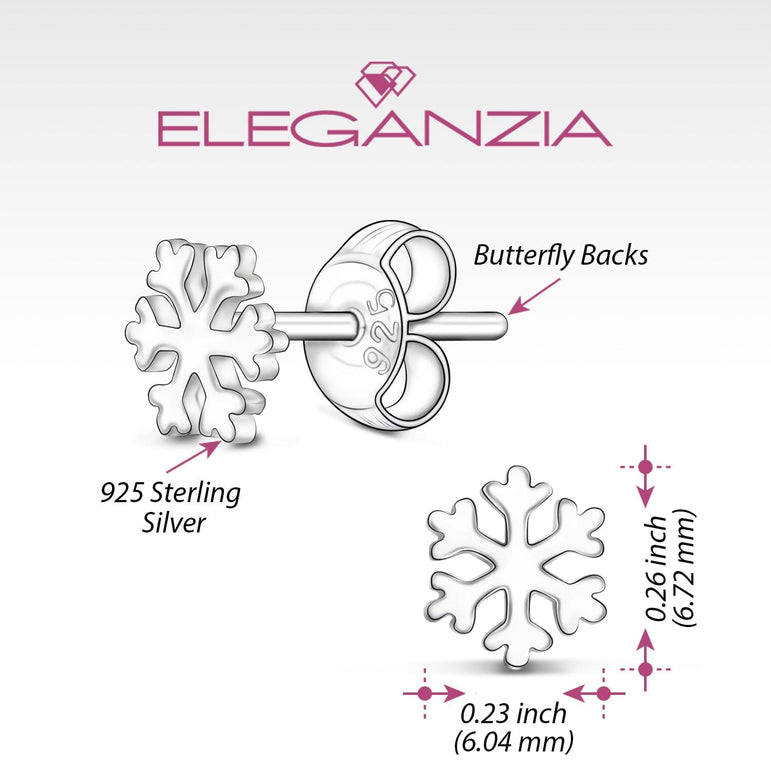 Petite Snowflake Earrings Studs Sterling Silver Stud Earrings