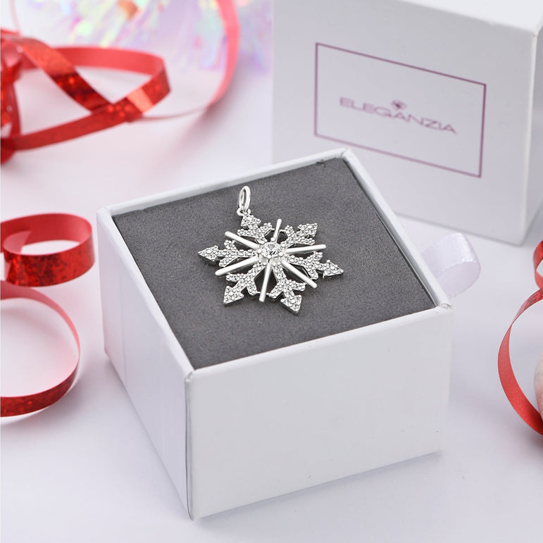 CZ Winter Star Sterling Silver Snowflake Pendant Pendant