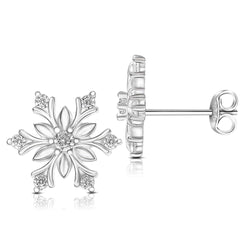 Sterling Silver Snowflake Earrings CZ Stud Earrings Stud Earrings