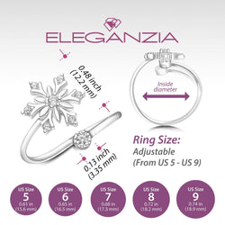 Sterling Silver Snowflake Ring Adjustable Ring