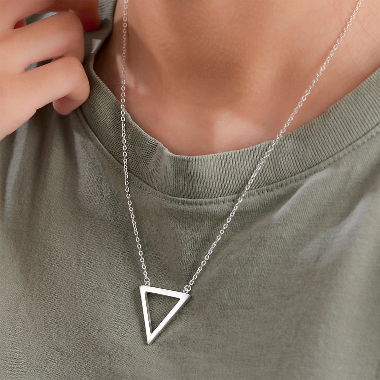 Geometric Triangle Sterling Silver Necklace Pendant Pendant Necklace