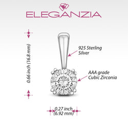 Round Cubic Zirconia Solitaire Pendant Silver Pendant