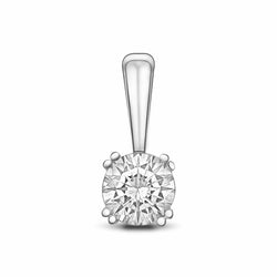 Round Cubic Zirconia Solitaire Pendant Silver Pendant