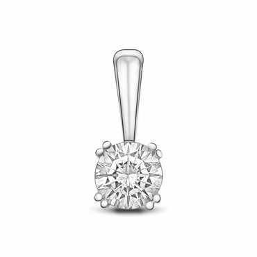Round Cubic Zirconia Solitaire Pendant Silver Pendant