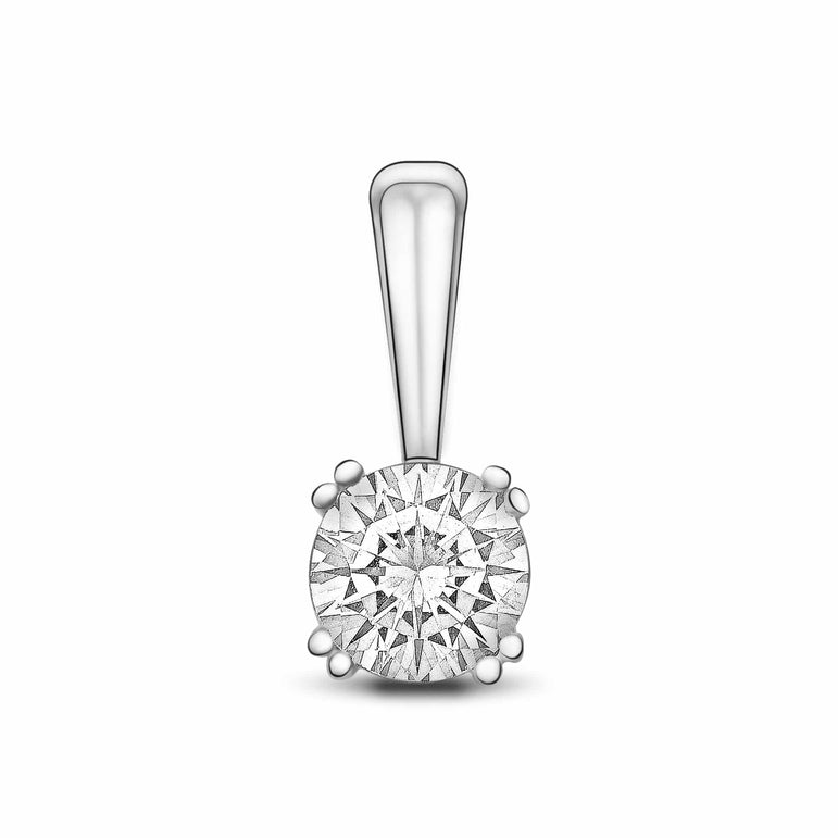 Round Cubic Zirconia Solitaire Pendant Silver Pendant