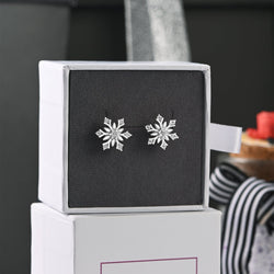Sterling Silver Snowflake Earrings CZ Stud Earrings Stud Earrings