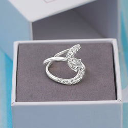 CZ Double Loop Ring Silver Adjustable Swirl Ring Adjustable Ring