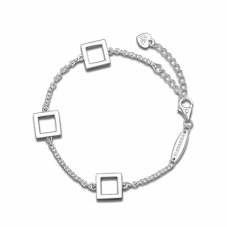 Open Square Sterling Silver Bracelets Charms Bracelet