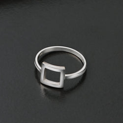 Open Square Sterling Silver Rings Jewelry Ring