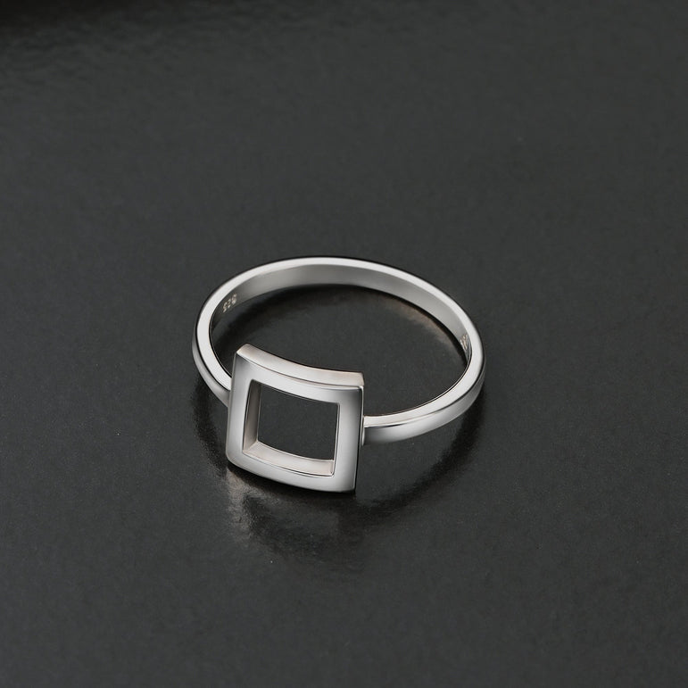 Open Square Sterling Silver Rings Jewelry Ring