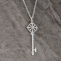 Square Compass Key Sterling Silver Pendant Pendant