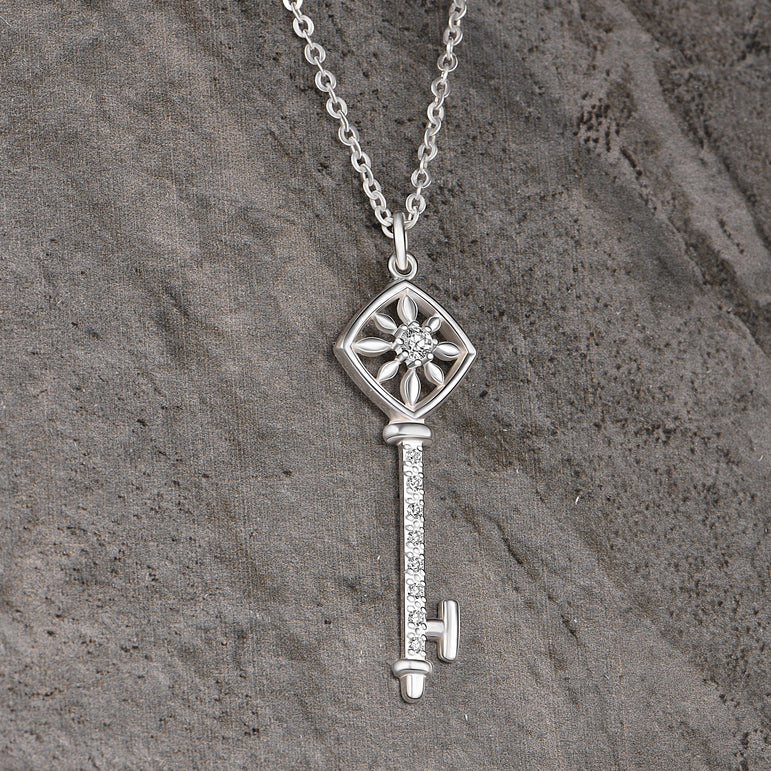 Square Compass Key Sterling Silver Pendant Pendant